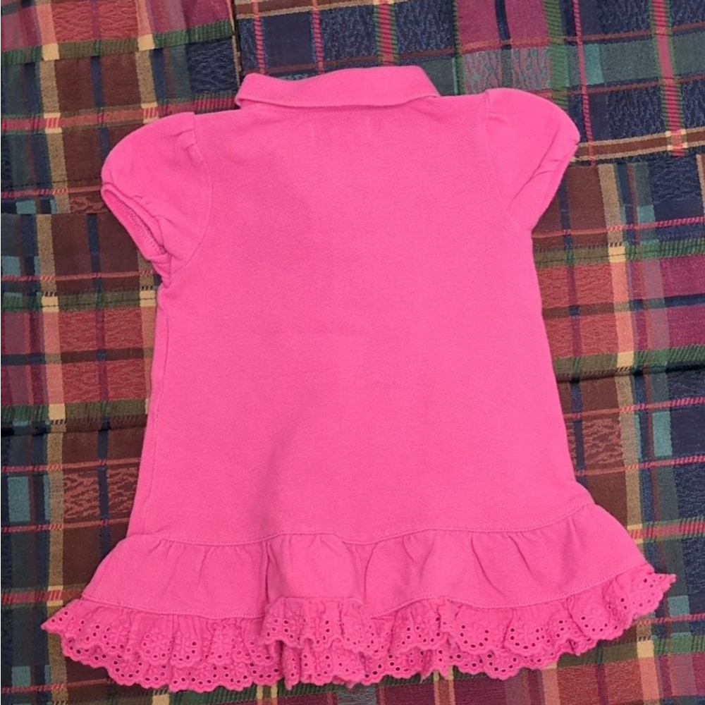 Ralph Lauren Girls Pink Cotton Polo Dress Ruffled Sz 6M - Picture 5 of 5